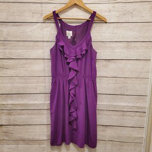 Suzi Chin for Maggie Boutique Purple Ruffle Front Silk Cocktail Dress, Size 12